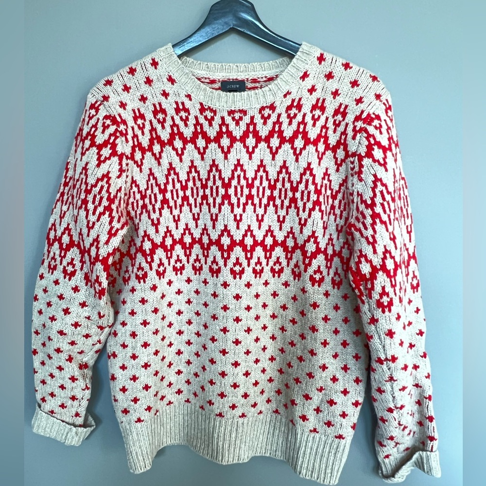 J.Crew Men’s Intarsia Lambswool Sweater, S